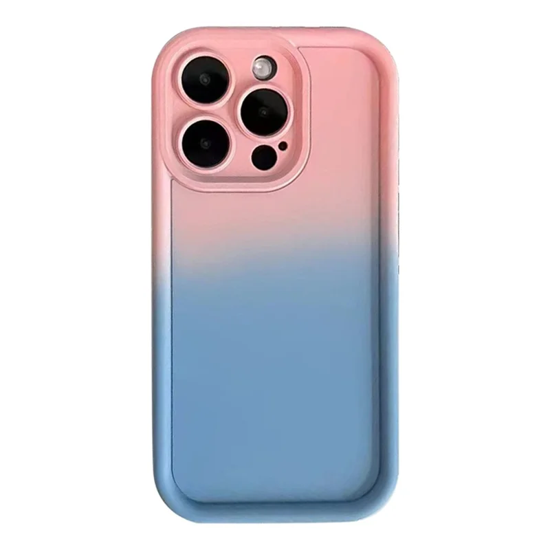 For iPhone 15 Plus Anti-scratch Gradient Color Silicone Phone Case Precise Cutout Phone Cover - Pink Blue