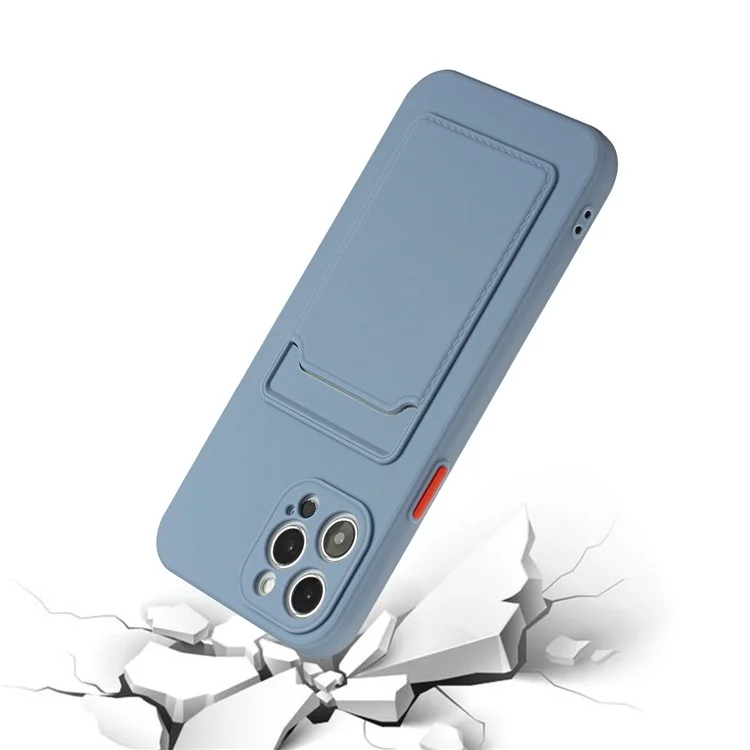 For iPhone 15 Pro TPU Phone Back Case Card Slot Design Mobile Phone Protective Shell Cover - Blue