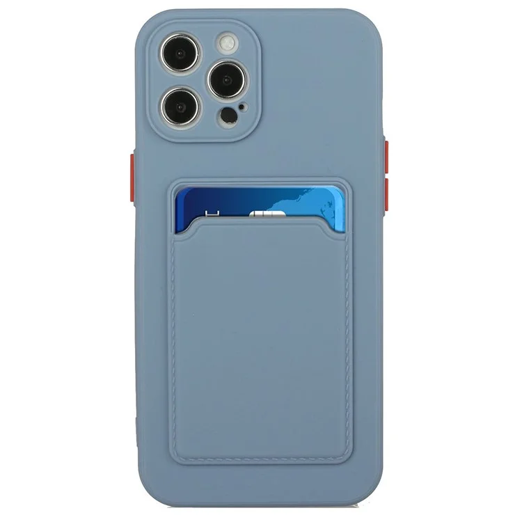 For iPhone 15 Pro TPU Phone Back Case Card Slot Design Mobile Phone Protective Shell Cover - Blue