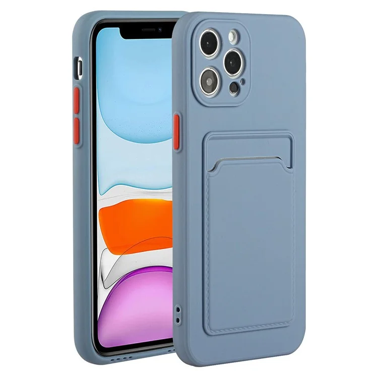 For iPhone 15 Pro TPU Phone Back Case Card Slot Design Mobile Phone Protective Shell Cover - Blue