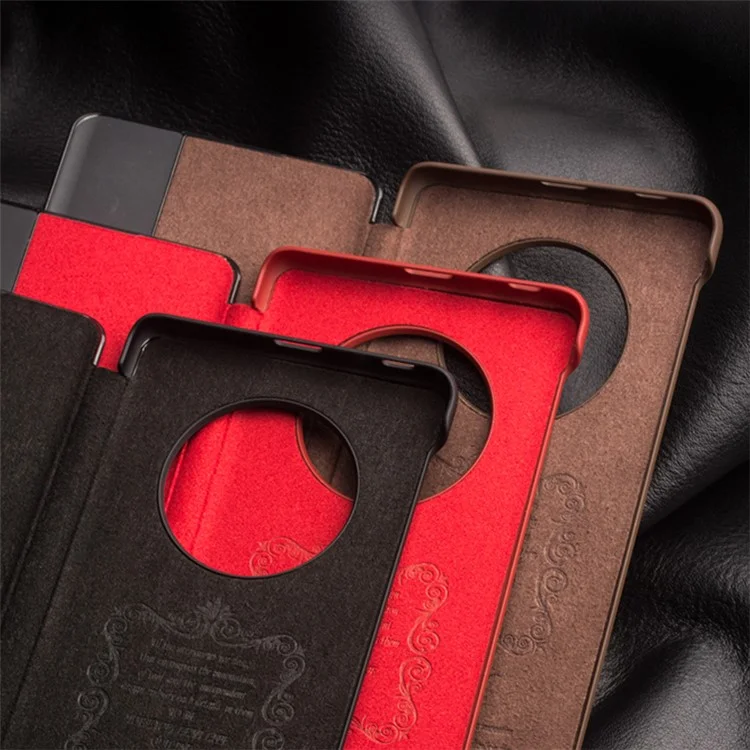 QIALINO pour Honor Magic4 5G Étui à fenêtre antichoc en cuir véritable de vache Folio à clapet Housse de téléphone - Noir
