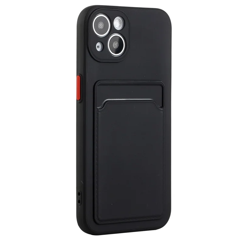 For iPhone 15 Plus Soft TPU Phone Case Drop-proof Back Cover with Card Slot - Black