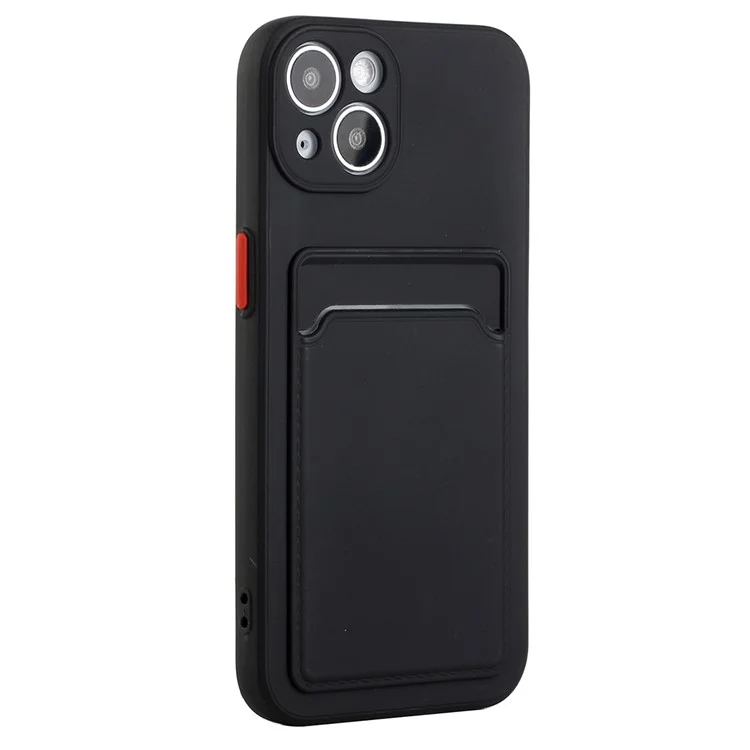 For iPhone 15 TPU Protective Phone Case Drop-proof Back Cover with Card Holder - Black