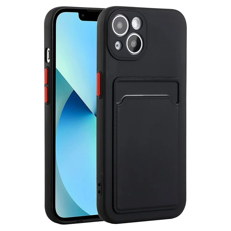 For iPhone 15 TPU Protective Phone Case Drop-proof Back Cover with Card Holder - Black