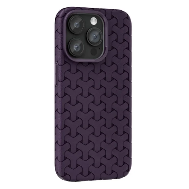 Für iPhone 15 Pro Slim-Fit Shell Flexible TPU Rückenschale Handyhülle mit strukturierter Oberfläche - Dunkellila