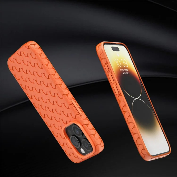 Für iPhone 15 Pro Slim-Fit Shell Flexible TPU Rückenschale Handyhülle mit strukturierter Oberfläche - Dunkellila