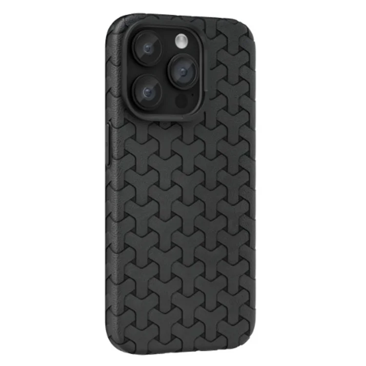 For iPhone 15 Plus Flexible TPU Back Case Texture Surface Mobile Phone Cover - Black