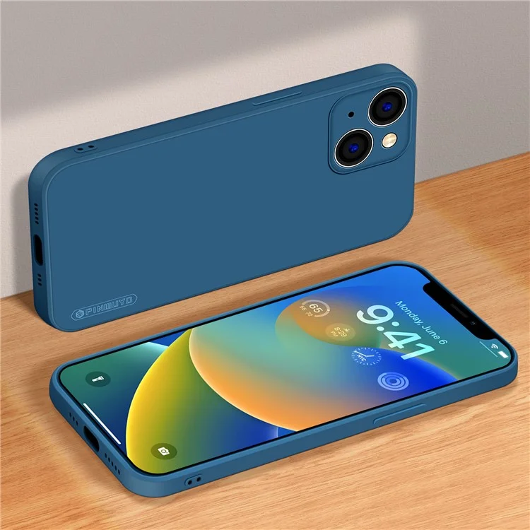 PINWUYO For iPhone 15 Precise Cutouts Anti-Scratch Phone Case Flexible TPU Cover - Dark Blue