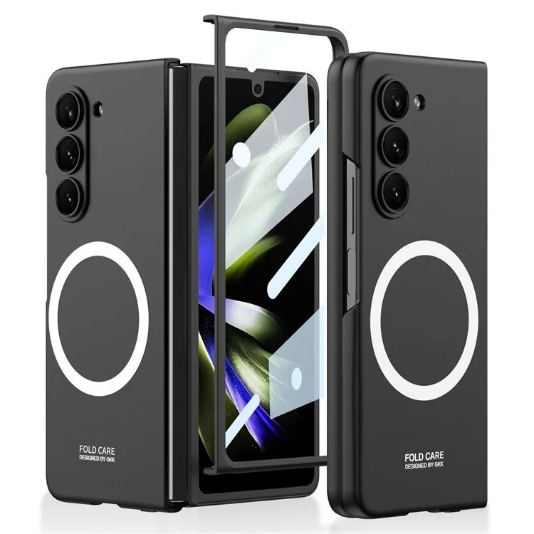GKK Hard PC Case pour Samsung Galaxy Z Fold5 5G Slim Phone Cover Compatible avec MagSafe avec Film en Verre Trempé - Noir