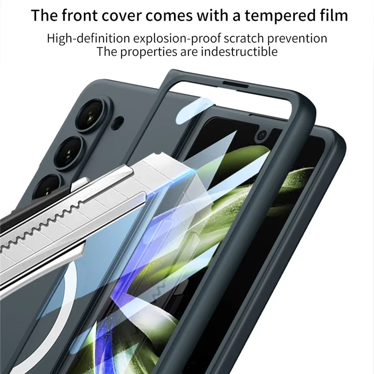 GKK Hard PC Case pour Samsung Galaxy Z Fold5 5G Slim Phone Cover Compatible avec MagSafe avec Film en Verre Trempé - Noir