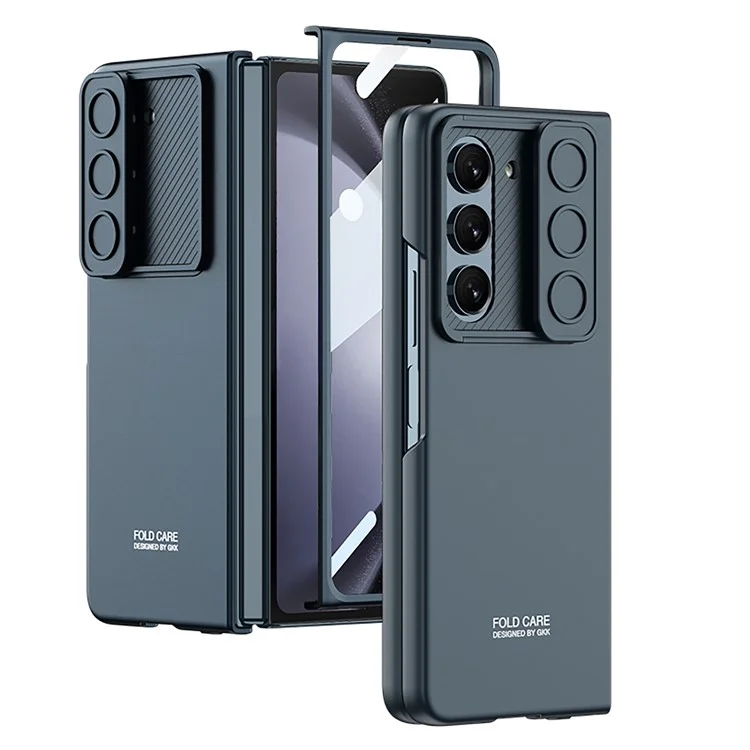 GKK per Samsung Galaxy Z Fold5 5G Hard PC Cover Ultra Slim Camera Slider Phone Case con Pellicola in Vetro Temperato - Verde