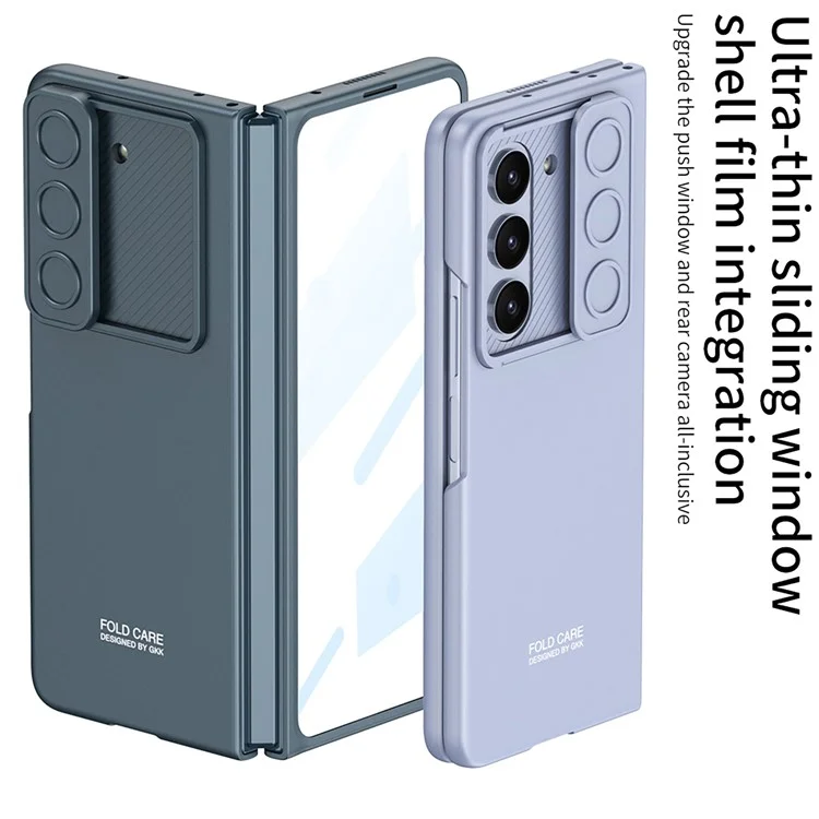 GKK per Samsung Galaxy Z Fold5 5G Hard PC Cover Ultra Slim Camera Slider Phone Case con Pellicola in Vetro Temperato - Verde