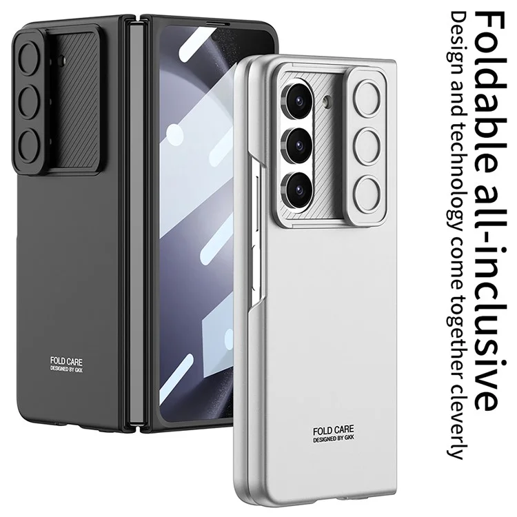 GKK per Samsung Galaxy Z Fold5 5G Hard PC Cover Ultra Slim Camera Slider Phone Case con Pellicola in Vetro Temperato - Verde