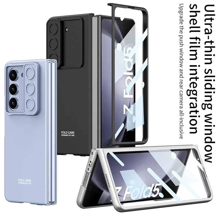 GKK per Samsung Galaxy Z Fold5 5G Hard PC Cover Ultra Slim Camera Slider Phone Case con Pellicola in Vetro Temperato - Verde