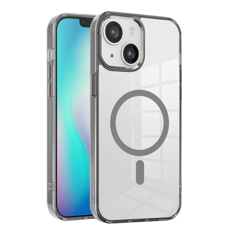 Phone Case Compatible with MagSafe for iPhone 15 , PC + TPU Transparent Phone Cover - Grey