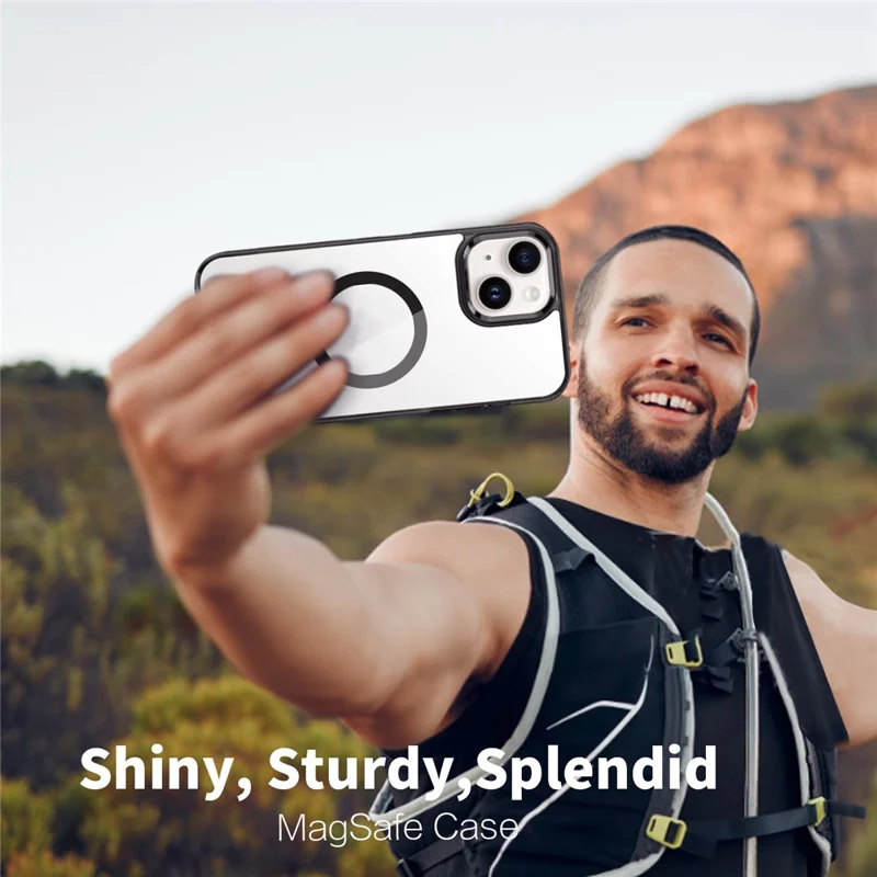 Phone Case Compatible with MagSafe for iPhone 15 , PC + TPU Transparent Phone Cover - Grey