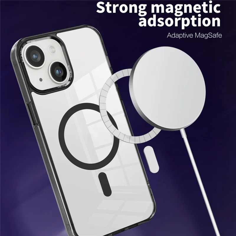 Phone Case Compatible with MagSafe for iPhone 15 , PC + TPU Transparent Phone Cover - Grey