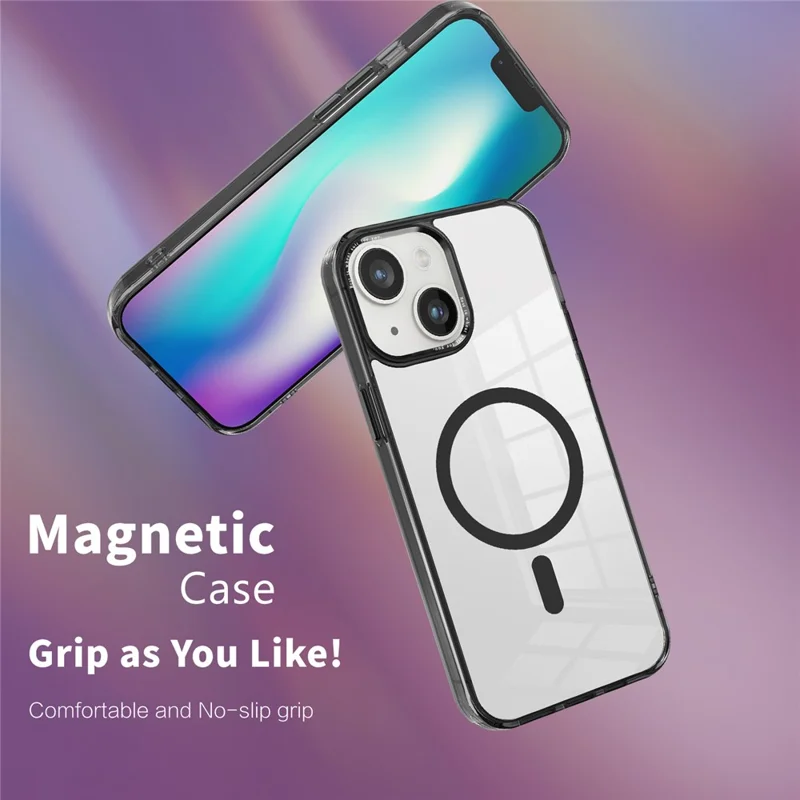 Phone Case Compatible with MagSafe for iPhone 15 , PC + TPU Transparent Phone Cover - Grey