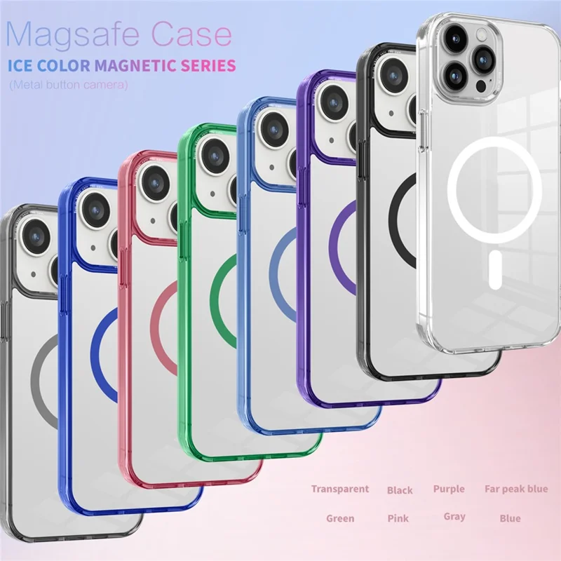 Phone Case Compatible with MagSafe for iPhone 15 , PC + TPU Transparent Phone Cover - Grey