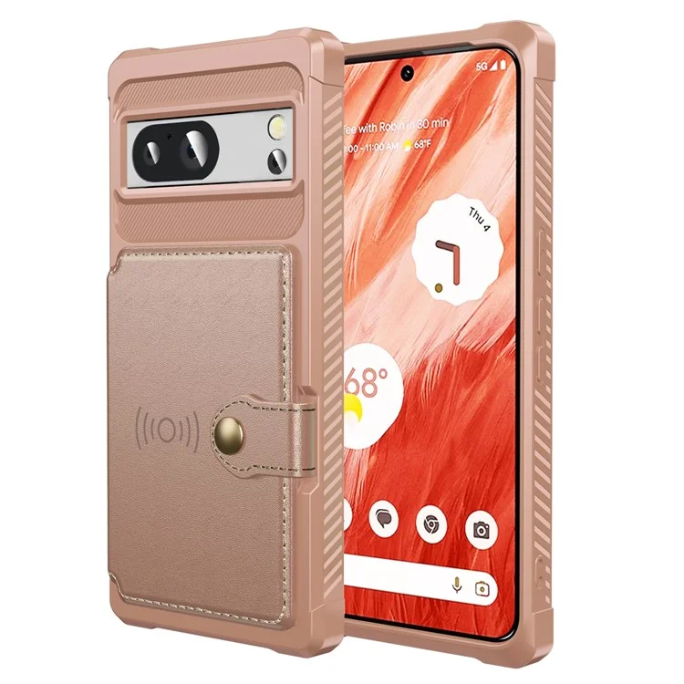 Para Google Pixel 8 Pro Funda de cuero sintético + TPU a prueba de caídas Bolsa para tarjetas Estuche para teléfono Soporte para montaje magnético de coche - Rosa