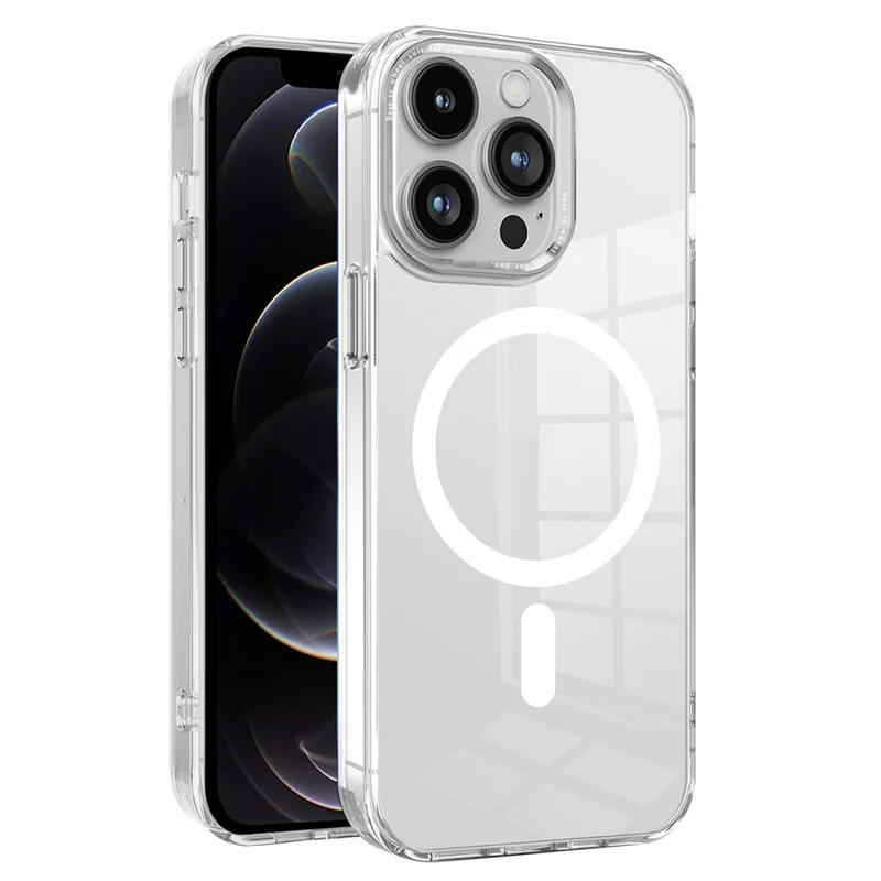 PC + TPU Case for iPhone 12 Pro Max , Transparent Magnetic Phone Cover Compatible with MagSafe - Transparent