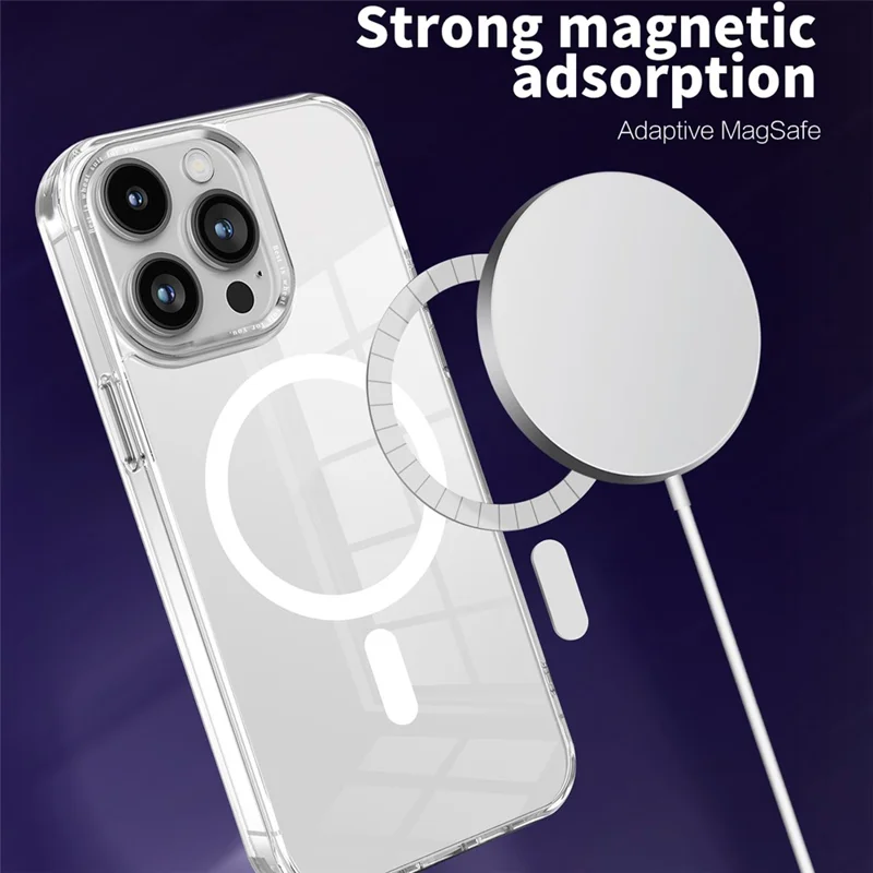 PC + TPU Case for iPhone 12 Pro Max , Transparent Magnetic Phone Cover Compatible with MagSafe - Black