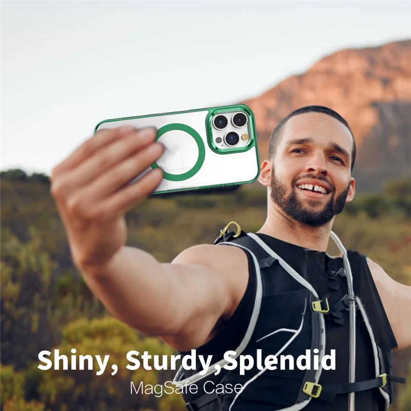 PC + TPU Case for iPhone 12 Pro Max , Transparent Magnetic Phone Cover Compatible with MagSafe - Black