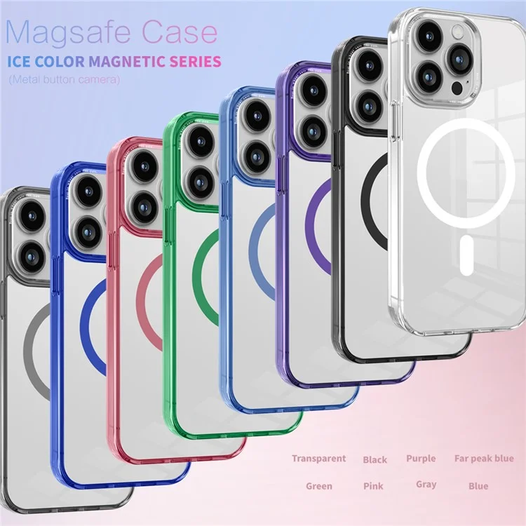 For iPhone 12 / 12 Pro Magnetic Phone Case Transparent PC + TPU Cover Compatible with MagSafe - Purple