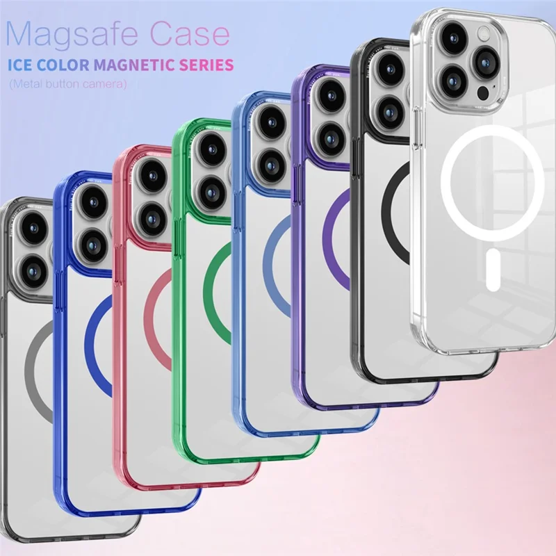 Kompatibel mit MagSafe-Handyhülle für iPhone 14 Pro Max, PC + TPU kristallklare Handyhülle - Lila