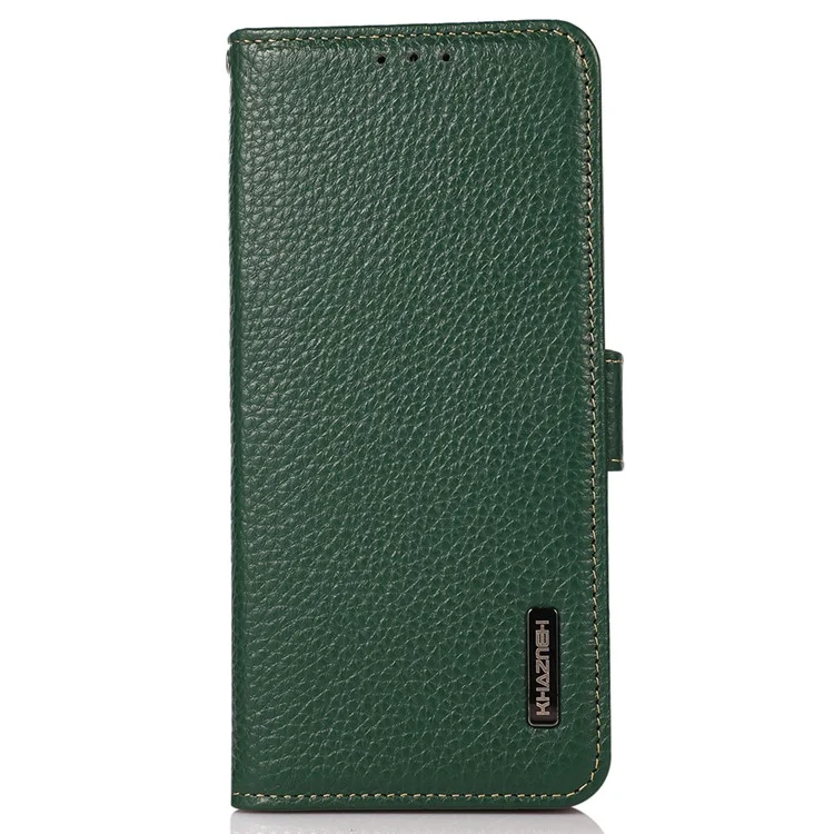KHAZNEH Per OnePlus Ace 2 Pro 5G RFID Blocking Phone Case Genuine Cow Leather Stand Wallet Cover - Verde