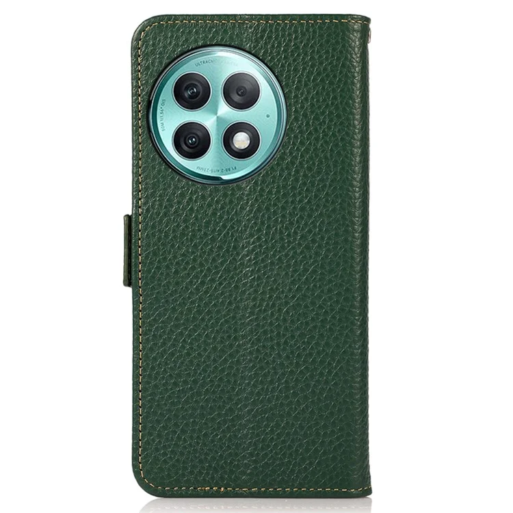KHAZNEH Per OnePlus Ace 2 Pro 5G RFID Blocking Phone Case Genuine Cow Leather Stand Wallet Cover - Verde