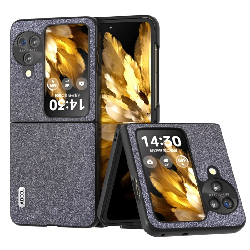 ABEEL For Oppo Find N3 Flip 5G Slim Fit Phone Case Glitter PU Leather + PC Protective Cover - Black