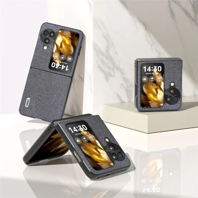 ABEEL For Oppo Find N3 Flip 5G Slim Fit Phone Case Glitter PU Leather + PC Protective Cover - Black