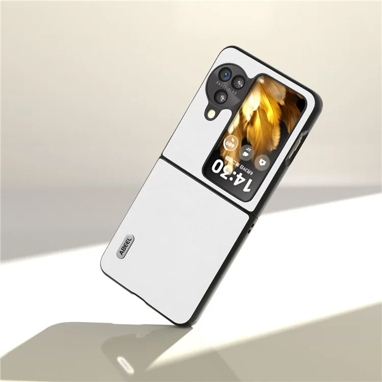 ABEEL For Oppo Find N3 Flip 5G PU Leather + Hard PC Shell Litchi Texture Slim Protective Phone Case - White