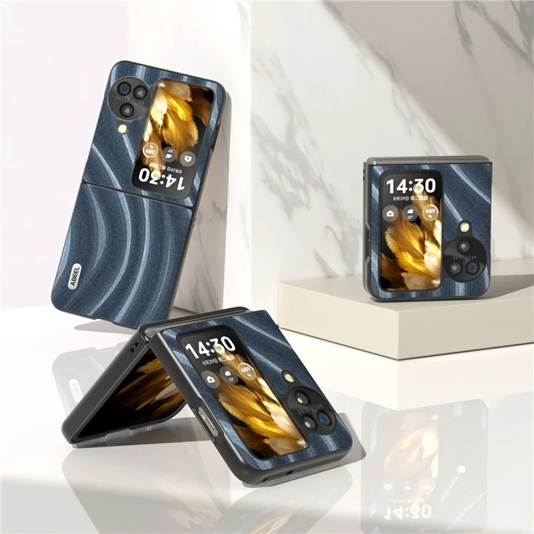ABEEL Milky Way Series Phone Case für Oppo Find N3 Flip 5G, PU-Leder beschichtete PC-Anti-Kratzer Schutzhülle - Blau