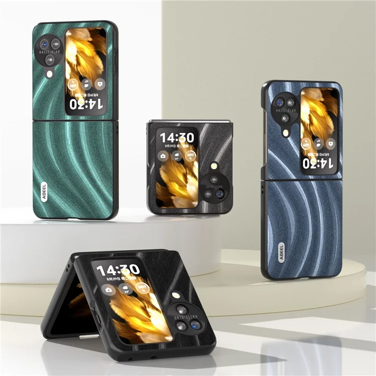 ABEEL Milky Way Series Phone Case für Oppo Find N3 Flip 5G, PU-Leder beschichtete PC-Anti-Kratzer Schutzhülle - Blau