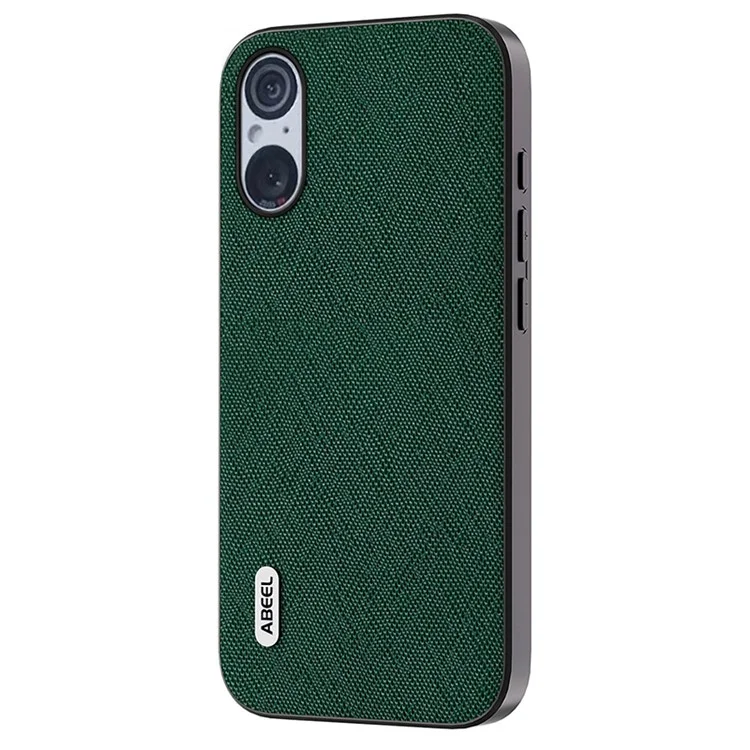 ABEEL For Sony Xperia 5 V Cowhide Leather+TPU+PC Phone Case Cross Texture Anti-drop Cover - Green
