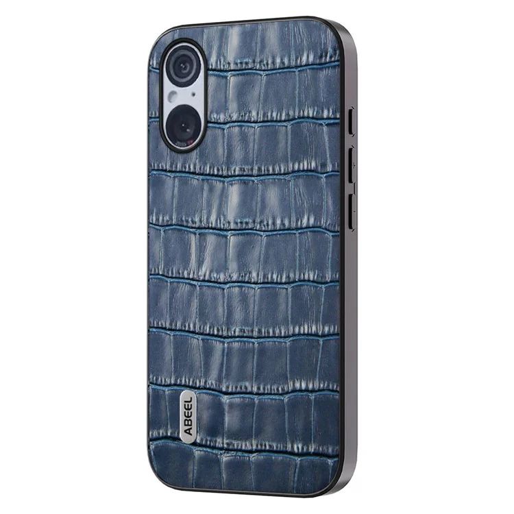 ABEEL For Sony Xperia 5 V Cowhide Leather+TPU+PC Case Crocodile Texture Cell Phone Back Cover - Blue