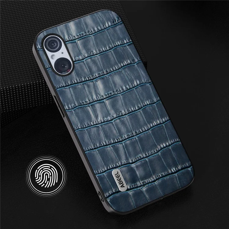ABEEL For Sony Xperia 5 V Cowhide Leather+TPU+PC Case Crocodile Texture Cell Phone Back Cover - Blue