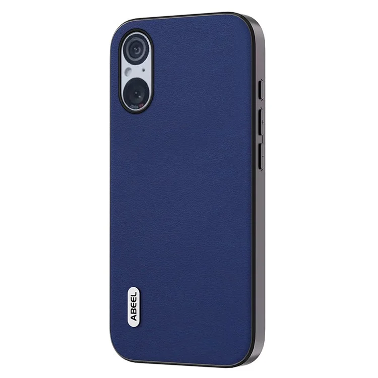 ABEEL For Sony Xperia 5 V Leather Coated TPU+PC Case Anti-drop Textured Phone Cover - Dark Blue