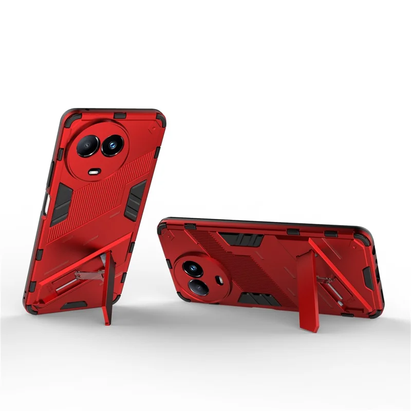 Drop-proof Case for Realme 11x 5G / 11 5G (Global) PC+TPU Protective Cell Phone Cover with Kickstand - Red