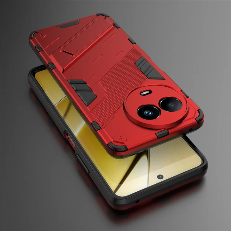 Drop-proof Case for Realme 11x 5G / 11 5G (Global) PC+TPU Protective Cell Phone Cover with Kickstand - Red