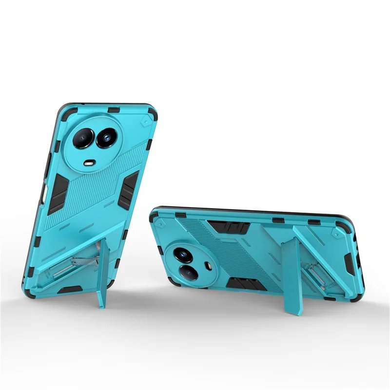 Drop-proof Case for Realme 11x 5G / 11 5G (Global) PC+TPU Protective Cell Phone Cover with Kickstand - Baby Blue