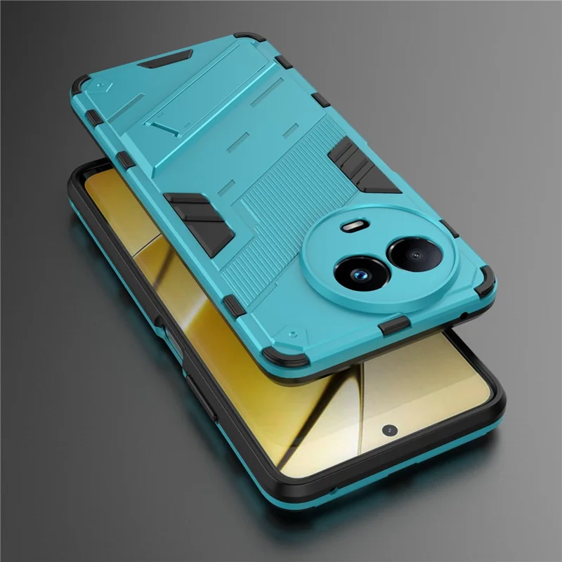 Drop-proof Case for Realme 11x 5G / 11 5G (Global) PC+TPU Protective Cell Phone Cover with Kickstand - Baby Blue