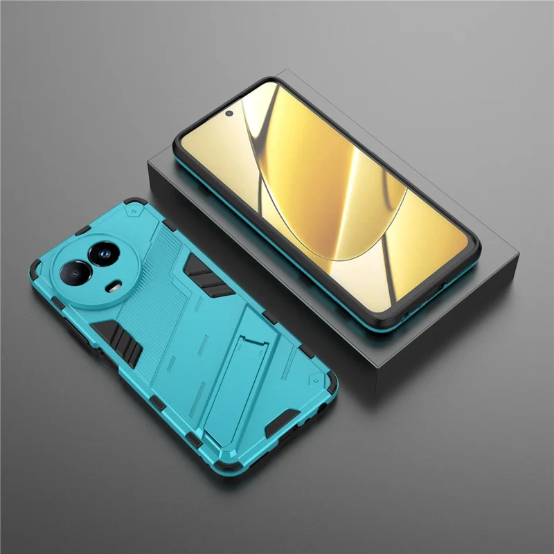 Drop-proof Case for Realme 11x 5G / 11 5G (Global) PC+TPU Protective Cell Phone Cover with Kickstand - Baby Blue