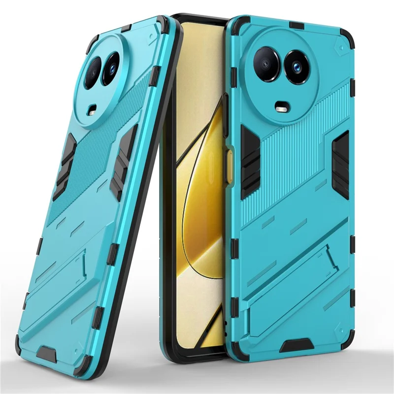 Drop-proof Case for Realme 11x 5G / 11 5G (Global) PC+TPU Protective Cell Phone Cover with Kickstand - Baby Blue