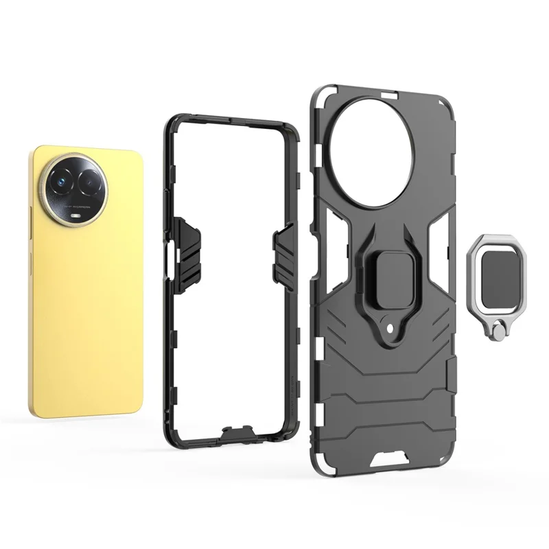 For Realme 11x 5G / 11 5G (Global) TPU+PC Protective Case Ring Holder Kickstand Anti-drop Phone Cover - Blue