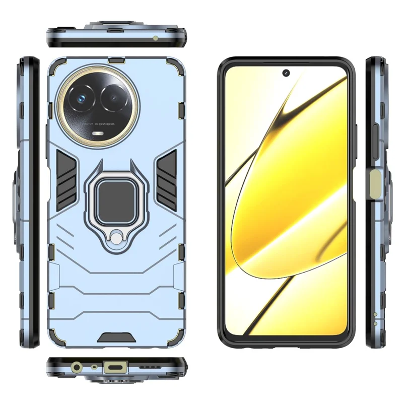 For Realme 11x 5G / 11 5G (Global) TPU+PC Protective Case Ring Holder Kickstand Anti-drop Phone Cover - Blue