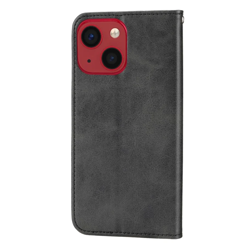 Voor iPhone 15 PU Leer Telefoonhoesje met Ingepreld Ruitpatroon Portemonnee Stand Stootvaste Hoes - Zwart