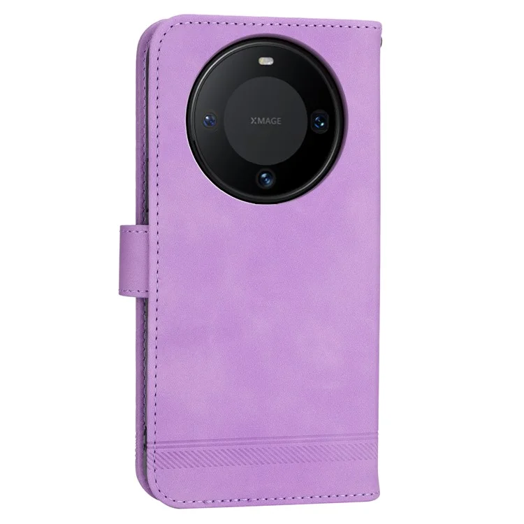 DIERFENG DF-03 для Huawei Mate 60 Slim-Fit PU кожаный чехол-подставка Imprinted Phone Cover Wallet - фиолетовый